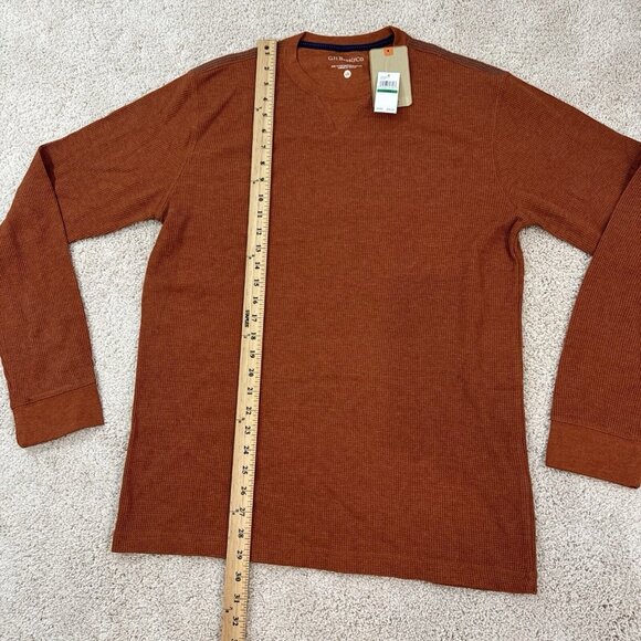GH Bass & Co Sweater Mens XXL Orange Brown 1/4 Zip Shirt Fleece Lined Textured - Picture 8 of 15